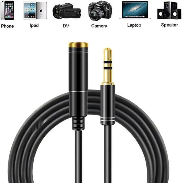 Alt view image 2 of 2 - 3.5mm Stereo AUX Audio Extension Cable 3.3FT, Male to Female Mini Jack Headphone Extension Cord for iPhone, Samsung, Smartphone, Laptop, PC