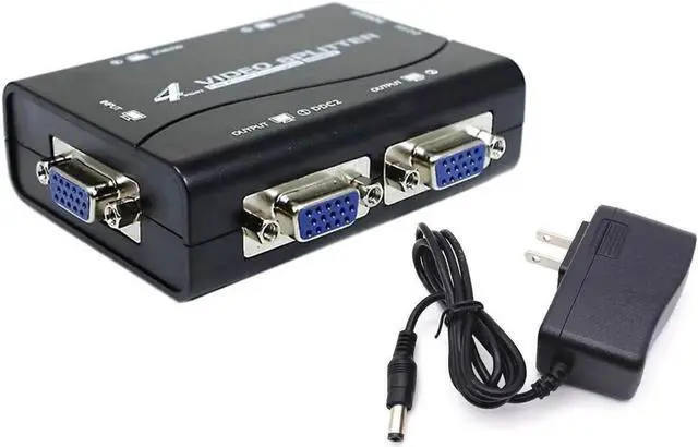Alt view image 3 of 6 - 1 in 4 Out VGA Splitter Hub 4 Ports, 250MHz Bandwidth VGA Video Distributor Support Max 1920x1440@60Hz Resolution