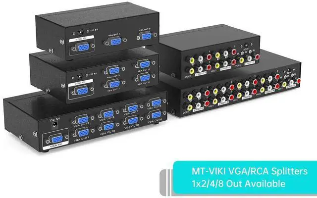 Alt view image 6 of 7 - MT-VIKI 1 in 8 Out 3 RCA Composite AV Splitter, 8-Port Analog Video Audio Distributor Box for CCTV, DVD, TV, Projector