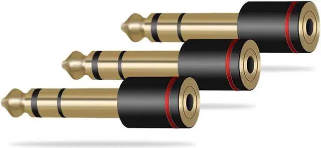 Alt view image 4 of 4 - 3Pack Gold Plated 6.35mm Male to 3.5mm Female Stereo Audio Adapter, 1/4 Inch Plug to 1/8 Inch AUX Jack Converter for Amplifiers, Speakers, CD Players & Home Stereo Systems