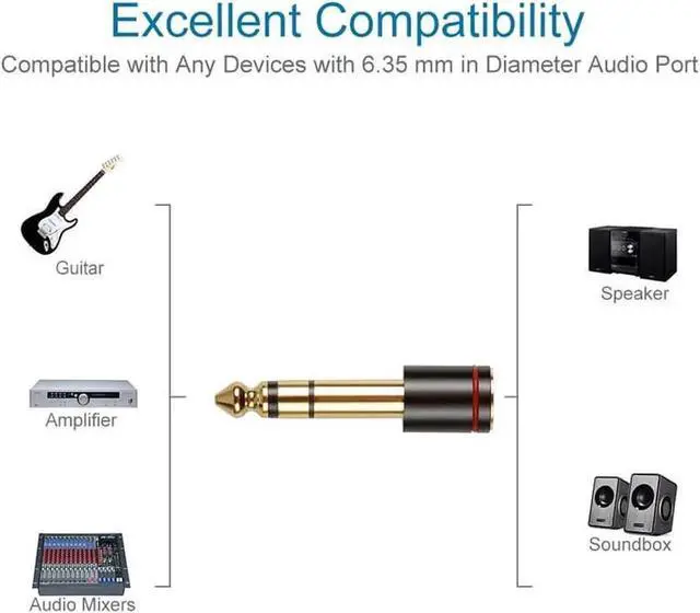 Alt view image 2 of 4 - 3Pack Gold Plated 6.35mm Male to 3.5mm Female Stereo Audio Adapter, 1/4 Inch Plug to 1/8 Inch AUX Jack Converter for Amplifiers, Speakers, CD Players & Home Stereo Systems
