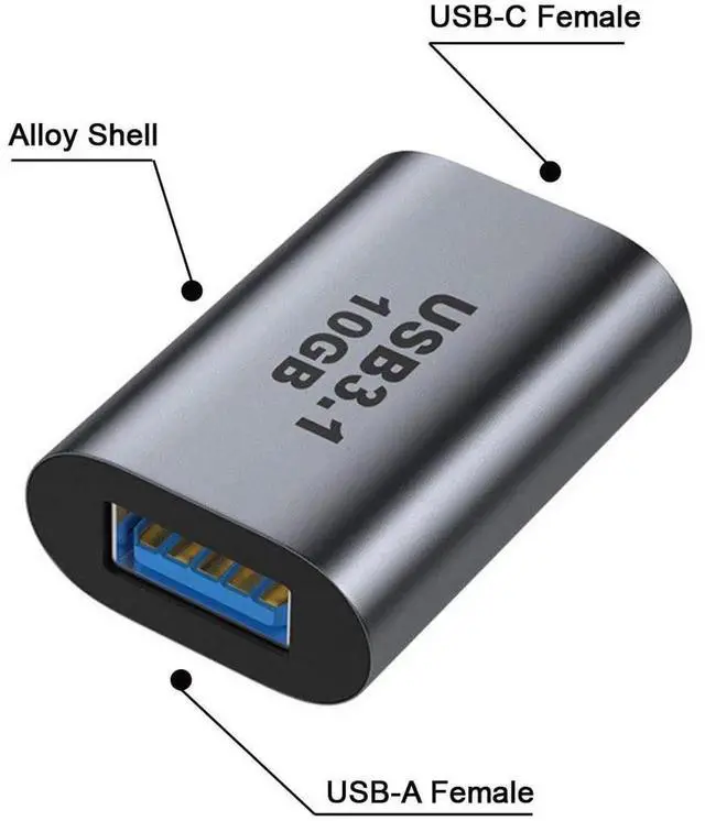 Alt view image 4 of 6 - USB 3.1 Type-C Female to USB 3.0 A Female Adapter, 10Gbps High Speed Data & Power Transfer Converter for Laptops, Tablets, Smartphones