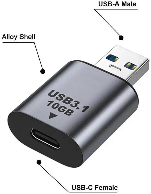 Alt view image 5 of 6 - USB 3.1 Type-C Female to USB 3.0 A Male Adapter, 10Gbps High Speed Data & Charging Converter for Laptops, Tablets, Smartphones