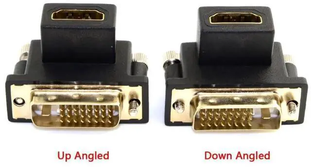 Alt view image 4 of 7 - 2-Pack 90 Degree Angled DVI Male to HDMI Female Bidirectional Adapter, Gold-Plated HDMI-DVI Digital Converter for PCs, Monitors, HD TVs, Projectors