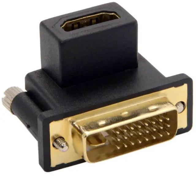 Alt view image 3 of 7 - 90° Upward Angled DVI Male to HDMI Female Bidirectional Adapter, Gold-Plated HDMI DVI-D Video Converter for PCs, Monitors, HD TVs & Projectors