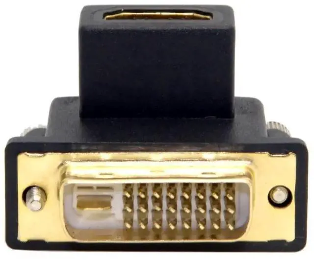 Main image of 90 Degree Up Angled DVI 24+1 Male to HDMI Female Adapter, Bidirectional HDMI DVI Converter Gold-Plated Connector for Computer Monitor HDTV