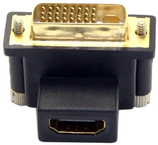 Alt view image 4 of 6 - 90 Degree Up Angled DVI 24+1 Male to HDMI Female Adapter, Bidirectional HDMI DVI Converter Gold-Plated Connector for Computer Monitor HDTV