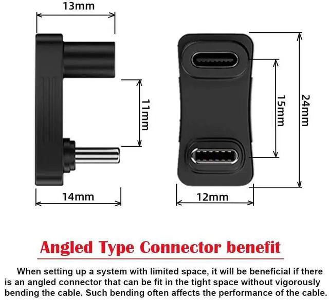 Alt view image 2 of 7 - 10Gbps USB3.0 Type C Male to Female Adapter, Opposite U-Shape Back Angled USB-C Elbow Converter Support Power Data 4K Video, Compatible with Steam Deck, Phone, Laptop
