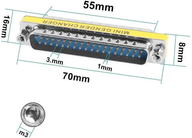 Alt view image 7 of 7 - 2 Pack DB37 37 Pin Male to Male Gender Changer, D-SUB 37Pin Serial Cable Coupler Adapter Connector
