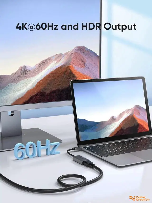 Alt view image 4 of 7 - 4K@60Hz HDR USB C to HDMI Adapter, Aluminum Thunderbolt 3 Type C Male to HDMI Female Converter Compatible with MacBook Pro/Air, iPad Pro, Surface Book 2, Galaxy S22 S20 for Home Office