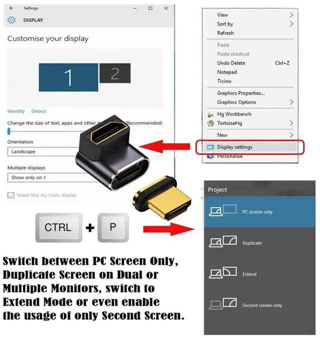 Alt view image 7 of 7 - 90 Degree Up Low Angled Magnetic HDMI 2.1 Male to Female Adapter, 48Gbps High Speed Gold-Plated Gender Changer Support 8K@60Hz & 4K@120Hz for Gaming Monitor TV Projector