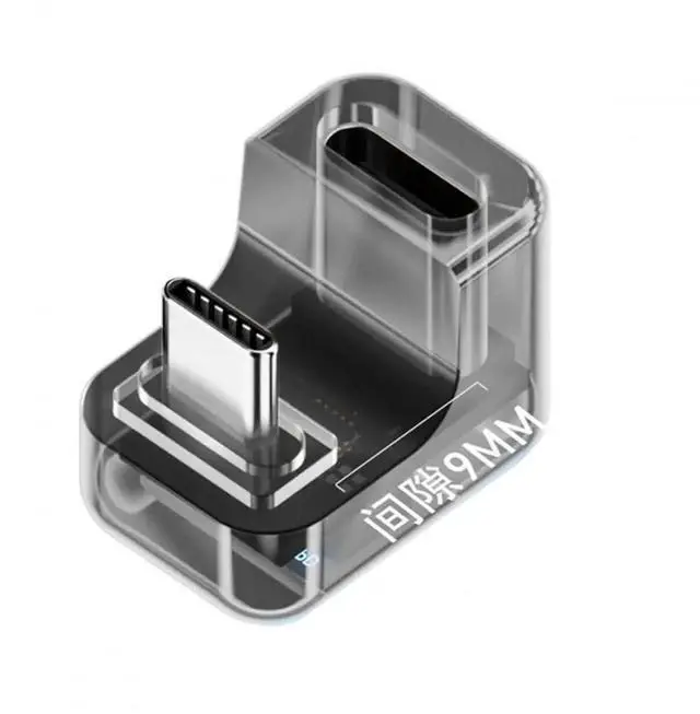 Main image of Opposite U-Shape Back Angled Transparent USB4 Type-C Male to Female Adapter with LED Digital Power Monitor, 40Gbps 140W PD USB4.0 Converter Support Real-Time Voltage & Current Detection