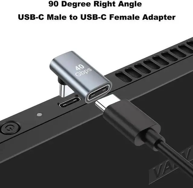 Alt view image 3 of 6 - 2 Pack Grey 90 Degree Right Angle USB-C Male to Female Extender Adapter, 100W PD Fast Charging Type-C Connector for Steam Deck, ROG Ally, Switch, Laptops, Tablets & Phones