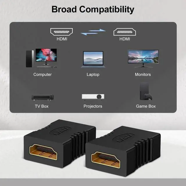 Alt view image 6 of 7 - 10 Pack HDMI 2.1 Female to Female Coupler, Supports 8K@60Hz 4K@120Hz HDR ARC HDCP HDMI Extension Connector for DVD Blu-ray TV Laptop PC Monitor