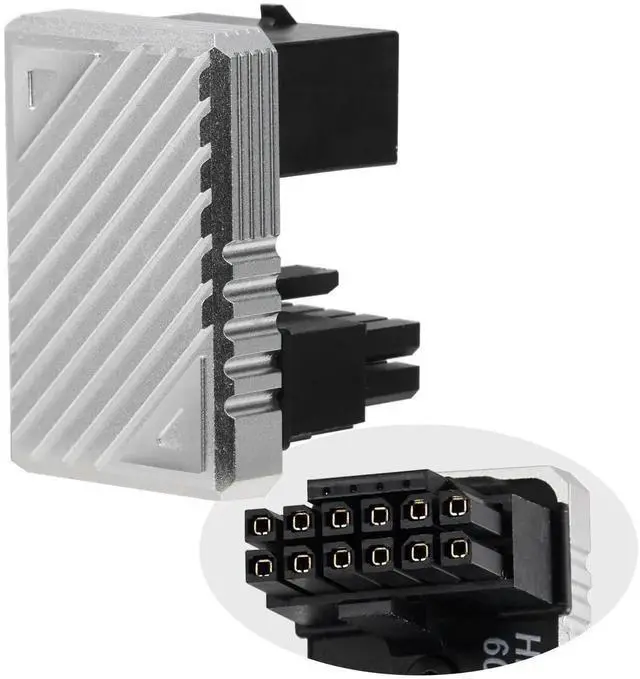 Main image of 180 Degree U-Turn 12VHPWR 16Pin PCIe 5.0 GPU Power Adapter, Silver 12VHPWR Male to Female Angled Connector for RTX 40/50 Series Graphics Card PC Chassis Cable Management