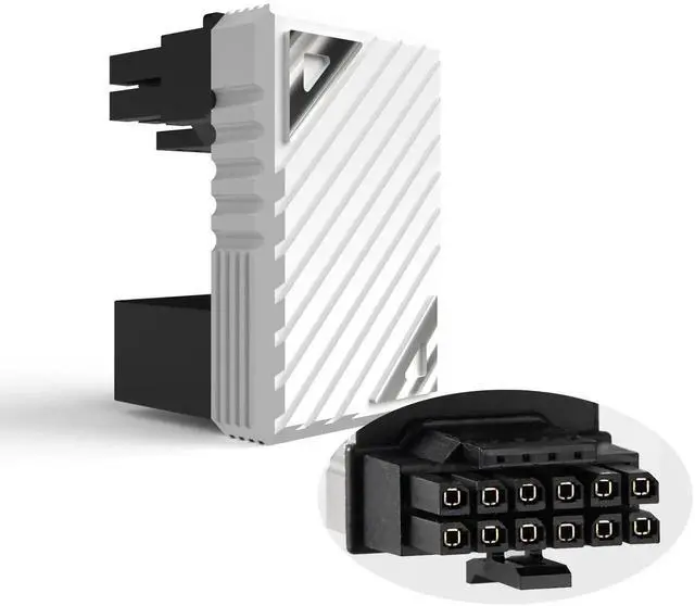 Main image of 16 Pin PCIe 5.0 12VHPWR 180 Degree U-Turn Adapter, Connector Z White Male to Female Angled GPU Power Connector for RTX 40/50 Series Desktop Graphics Card