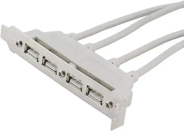 Alt view image 2 of 4 - 1ft 4-Port USB 2.0 PCI Bracket Splitter Cable, Dual 9Pin Motherboard Headers to 4 USB 2.0 Female Ports with Full-Profile PCI Slot Cover