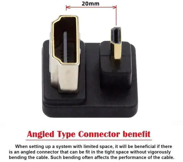 Alt view image 7 of 7 - 180 Degree Down Angled Micro HDMI Male to HDMI Female Adapter, Support 4K@60Hz Video Signal Extension Converter Connector