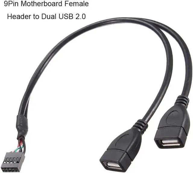 Alt view image 4 of 6 - 11.81 Inch Motherboard 9Pin USB2.0 Splitter Cable, Single 9Pin Header to Dual USB 2.0 Female Internal Extension Adapter Wire