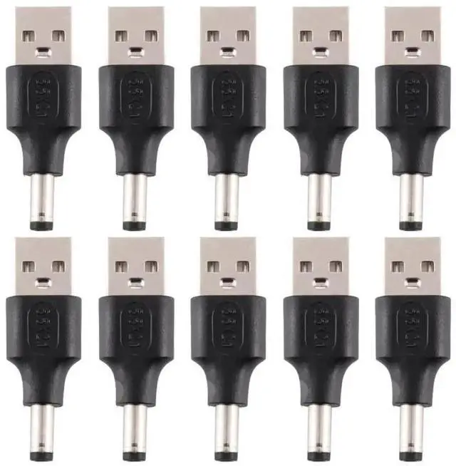 Main image of 10 Pack USB 2.0 Male to 5.5x2.1mm DC Male Power Plug Cable Adapter Connectors