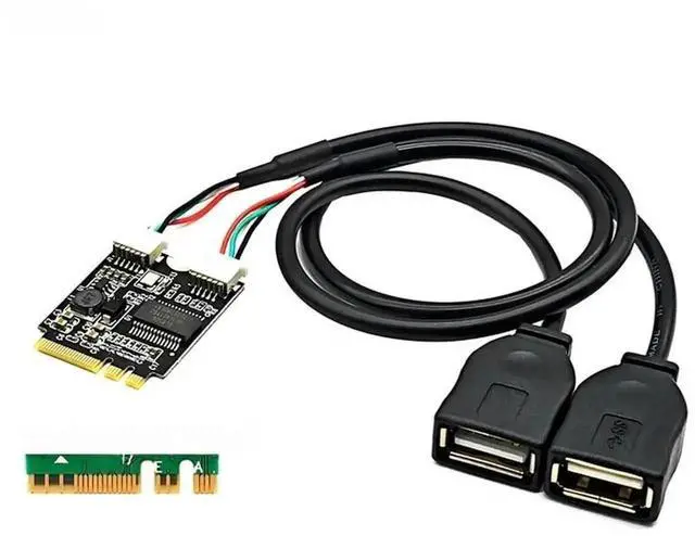 Alt view image 2 of 2 - M.2 Key A/E to Dual USB 2.0 Riser Card with GL850 Hub Chip, 30cm Extension Cable, NGFF A+E WiFi Slot to 2-Port USB Adapter for Laptops & Desktops
