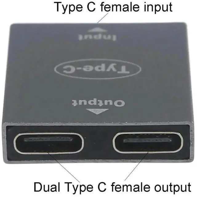 Alt view image 2 of 3 - USB-C Female Splitter Adapter, Single Type-C Female Input to Dual USB-C Female Output Hub Coupler Extender Connector