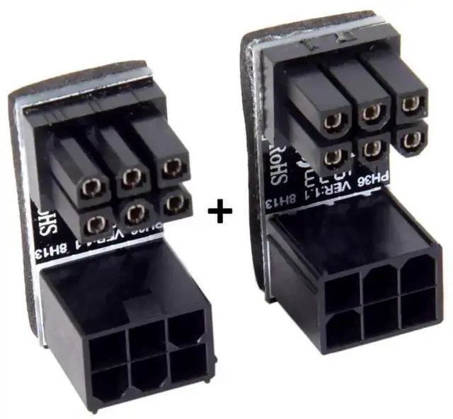 Alt view image 5 of 7 - 2 Pack ATX 6Pin 180 Degree Angled GPU Power Adapter, PCIe 6-Pin Female to Male U-Turn Connector for NVIDIA AMD ASUS Gigabyte MSI Sapphire RX GTX RTX Graphics Card