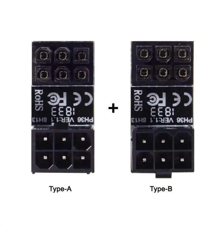 Alt view image 7 of 7 - 2 Pack ATX 6Pin 180 Degree Angled GPU Power Adapter, PCIe 6-Pin Female to Male U-Turn Connector for NVIDIA AMD ASUS Gigabyte MSI Sapphire RX GTX RTX Graphics Card