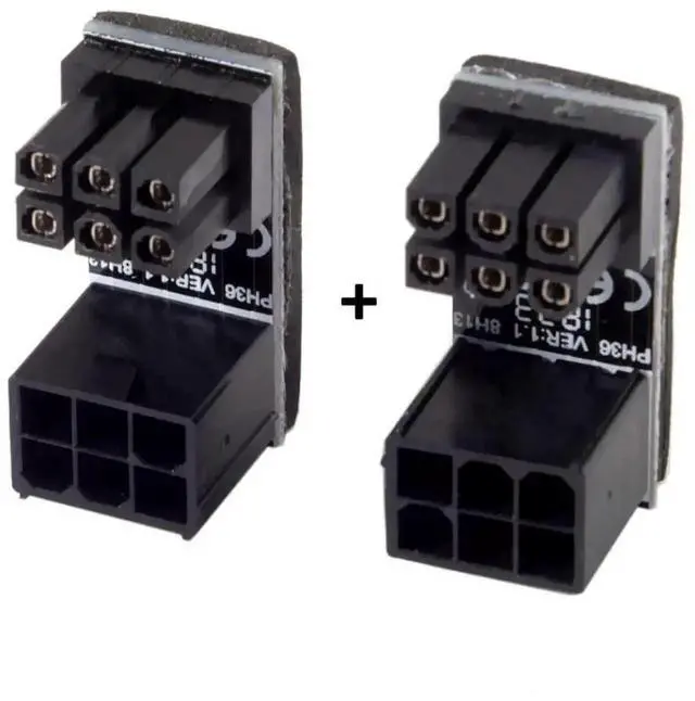 Alt view image 3 of 7 - 2 Pack ATX 6Pin 180 Degree Angled GPU Power Adapter, PCIe 6-Pin Female to Male U-Turn Connector for NVIDIA AMD ASUS Gigabyte MSI Sapphire RX GTX RTX Graphics Card