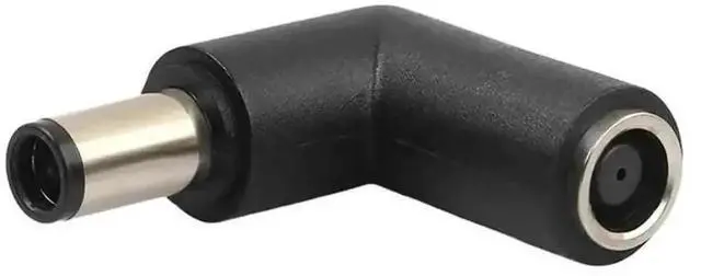 Main image of 7.4mm Female to Male Right Angle DC Power Adapter Connector, 90 Degree Angled Laptop Charging Port Converter