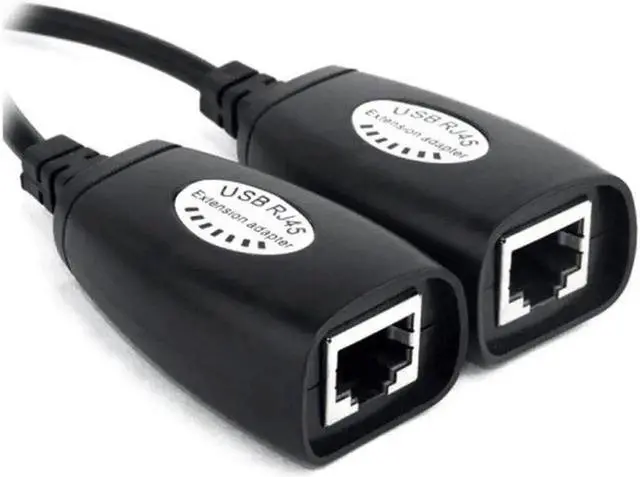 Alt view image 3 of 3 - USB 2.0 Over Ethernet Extender, USB Male to Female RJ45 CAT5/CAT5e/CAT6 LAN Cable Repeater Support Up to 150FT Signal Extension