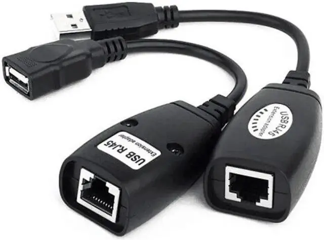 Alt view image 2 of 3 - USB 2.0 Over Ethernet Extender, USB Male to Female RJ45 CAT5/CAT5e/CAT6 LAN Cable Repeater Support Up to 150FT Signal Extension