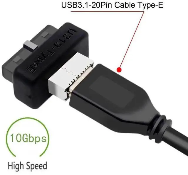 Alt view image 2 of 7 - Vertical USB3.0 20Pin Male Header to USB3.1 Type-E 20Pin Female Adapter, Motherboard Internal Front Panel USB-C Data Extension Converter