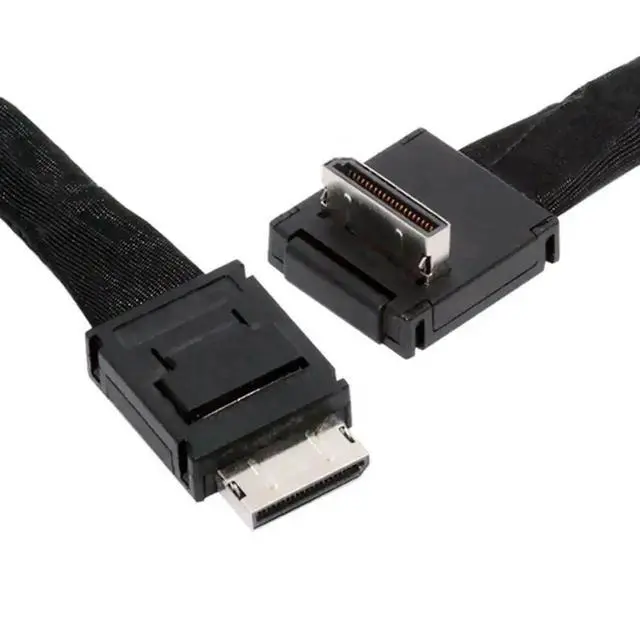 Main image of 80cm Down 90-Degree Angled OCuLink Active Cable, PCIe 4.0 SFF-8611 4i Male to Male High-Speed Data Cable for External GPU, NVMe SSD & Mini Workstation