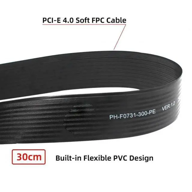 Alt view image 4 of 7 - 30cm PCIe 4.0 NGFF M-Key NVMe Extension Cable, M.2 Male to Female Riser Adapter for 2230/2242/2260/2280 NVMe SSD