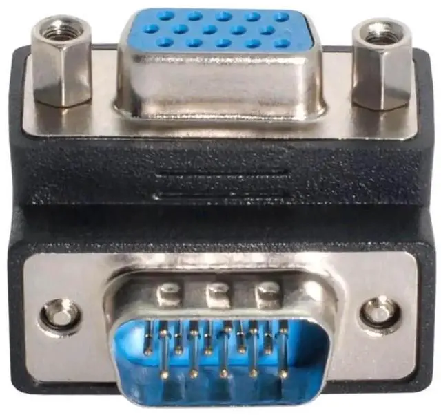 Main image of 90 Degree Up Angled HDB15Pin VGA Male to Female Gender Changer Adapter, SVGA D-Sub Video Connector for Monitor, Projector & Graphics Card