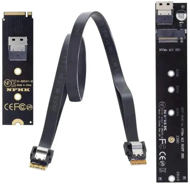 Main image of 40cm M.2 NVMe NGFF M-Key Male to Female Extension Cable with SFF-8654 Connector, Compatible with Motherboard 2280 22110 NVMe SSD