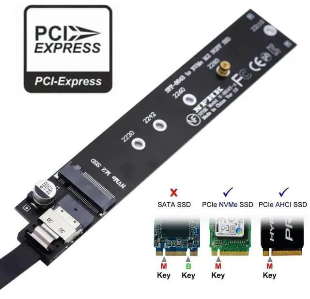 Alt view image 6 of 7 - 40cm M.2 NVMe NGFF M-Key Male to Female Extension Cable with SFF-8654 Connector, Compatible with Motherboard 2280 22110 NVMe SSD