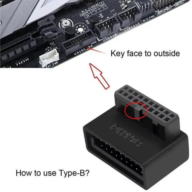 Alt view image 5 of 6 - 1 Set 90 Degree Up & Down Angled USB 3.0 20Pin Male to Female Internal Extension Adapter, Overmolded Design