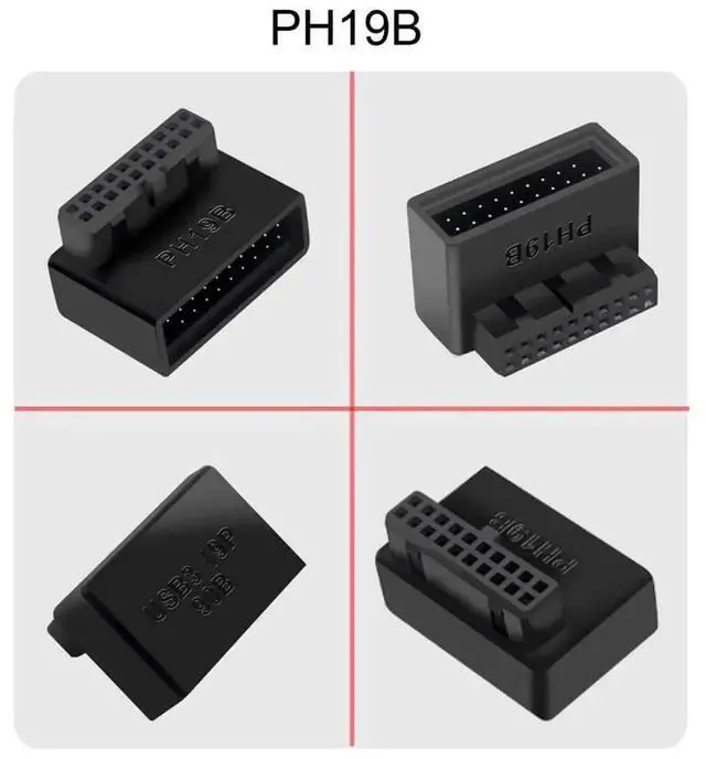 Alt view image 2 of 6 - 1 Set 90 Degree Up & Down Angled USB 3.0 20Pin Male to Female Internal Extension Adapter, Overmolded Design