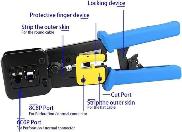 Alt view image 5 of 7 - Pass Through RJ45 Crimping Tool, Ethernet Crimper for Cat5/Cat5e/Cat6 RJ45 & RJ12 Standard and Pass-Through Connectors