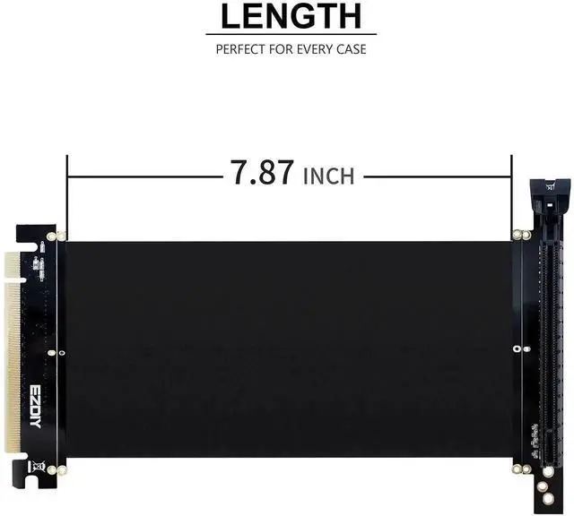Alt view image 2 of 7 - 90 Degree PCIe X16 Flexible Riser Extension Cable, 20CM High Speed PCI Express 16x Port Adapter Compatible with FD R6 Computer Case