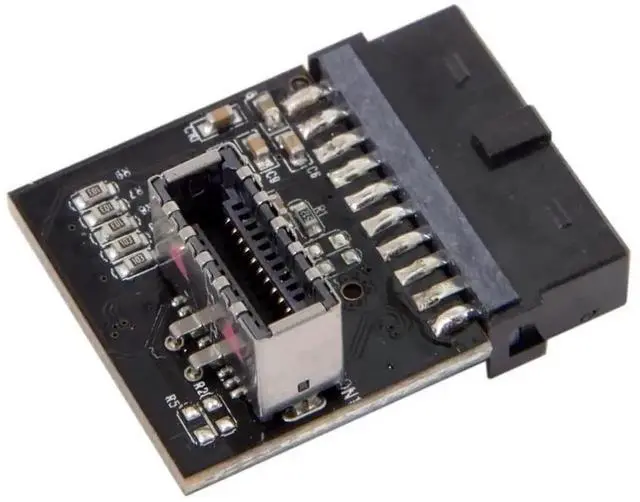Main image of 90 Degree USB3.0 19/20Pin Motherboard Header to USB3.1 Type-E Adapter, Front Chassis Type-C Plug Converter with EJ179V Chipset