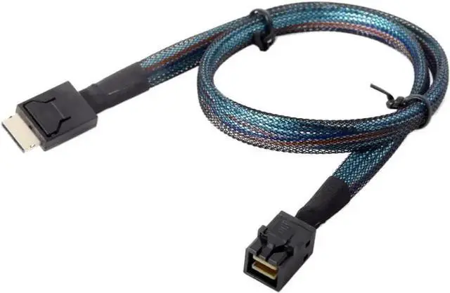 Alt view image 3 of 3 - 1m OCuLink Active Cable, SFF-8611 4i to SFF-8643 Mini SAS High-Speed PCIe Data Cable for NVMe SSD Storage, 100CM