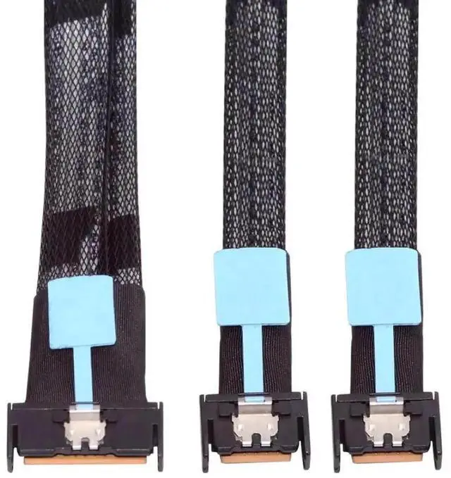 Main image of 0.5M PCIe 5.0 MCIO Splitter Data Cable, SFF-TA-1016 Mini Cool Edge IO 74Pin 8X Male to Dual 38Pin 4X Male Extension Cable