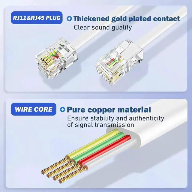 Alt view image 3 of 7 - RJ45 Female 8P8C to RJ11 Male 6P4C Adapter, RJ11 to RJ45 Converter for Landline Telephone Phone Jack Connection