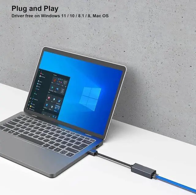 Alt view image 2 of 6 - USB 3.0 to Gigabit RJ45 Ethernet LAN Adapter, 10/100/1000 Mbps Wired Network Converter Compatible with MacBook, Surface Pro, Notebook, Windows XP/Vista/7/8/10, Mac OS
