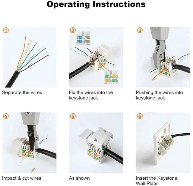 Alt view image 6 of 7 - 10 Pack White Cat6 RJ45 Keystone Jack, Ethernet Modular Female Keystone Connector for Wall Plate Network Cabling