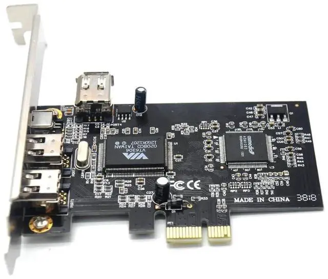Alt view image 3 of 4 - PCIe x1 3-Port IEEE 1394A FireWire Expansion Card, PCI Express 1394 Controller with 2×6-Pin +1×4-Pin External Ports, Full & Low Profile Brackets for Desktop, DV Camcorder Video Capture & Legacy FireWi