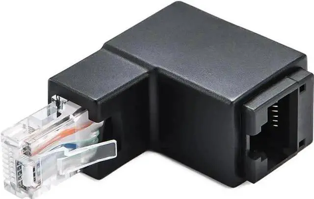 Alt view image 2 of 7 - 90° & 270° Up Angle RJ45 Ethernet Adapter, 8P8C Male to Female Cat5e Cat6 LAN Cable Right Angle Extender Connector